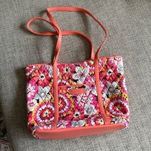 Vera Bradley Pink Floral Coral Quilted Tote Bag Purse Shoulder Bag
